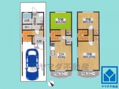 3DK、土地面積47.8平米、建物面積94.21平米、木・鉄筋コンクリート造スレート葺3階建。